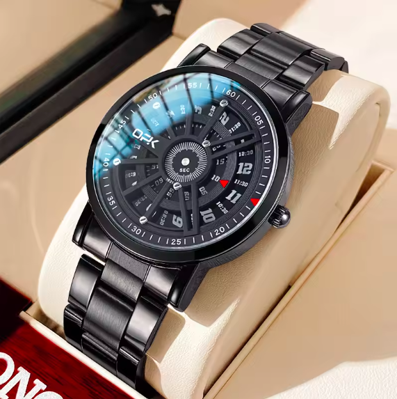 OPK 8126 Men's Quartz Watch – Stainless Steel Band, Digital Display, Luxury Sports Wristwatch for Business & Casual Wear