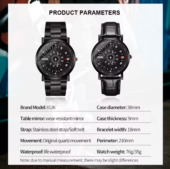 OPK 8126 Men's Quartz Watch – Stainless Steel Band, Digital Display, Luxury Sports Wristwatch for Business & Casual Wear