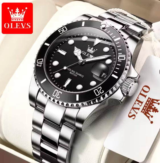 OLEVS Luxury Men's Quartz Watch – Waterproof, Auto Date, One-Way Rotating Bezel, Top Brand Timepiece
