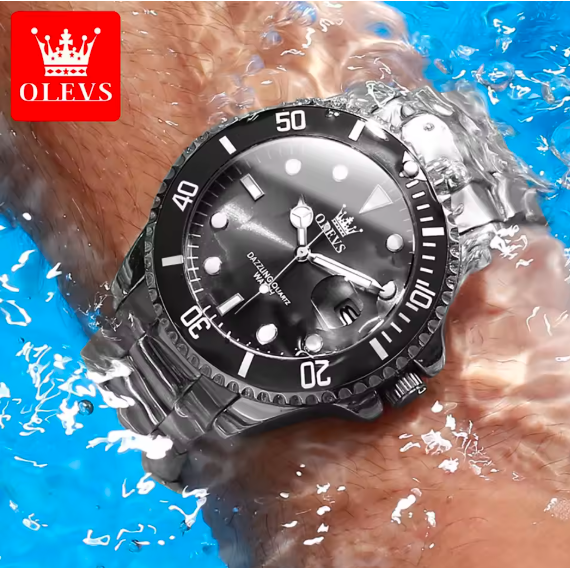 OLEVS Luxury Men's Quartz Watch – Waterproof, Auto Date, One-Way Rotating Bezel, Top Brand Timepiece