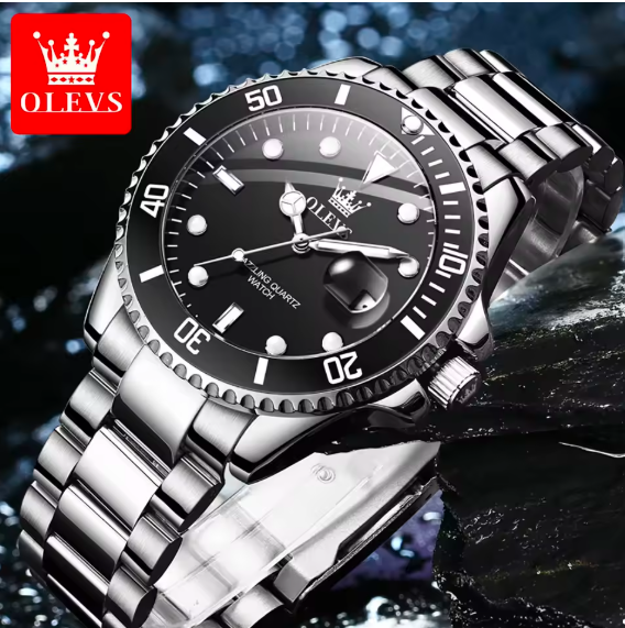 OLEVS Luxury Men's Quartz Watch – Waterproof, Auto Date, One-Way Rotating Bezel, Top Brand Timepiece