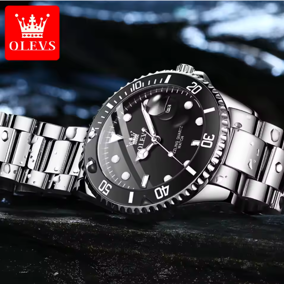 OLEVS Luxury Men's Quartz Watch – Waterproof, Auto Date, One-Way Rotating Bezel, Top Brand Timepiece