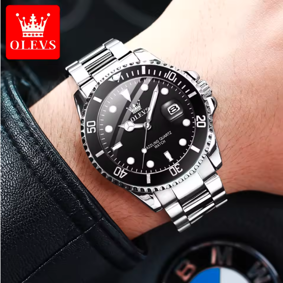 OLEVS Luxury Men's Quartz Watch – Waterproof, Auto Date, One-Way Rotating Bezel, Top Brand Timepiece