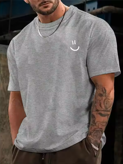 Smiley Face Graphic T-Shirts – 3D Printed Summer Casual Tees, Oversized Breathable Crew Neck Short Sleeve Tops for Men