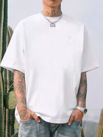 Smiley Face Graphic T-Shirts – 3D Printed Summer Casual Tees, Oversized Breathable Crew Neck Short Sleeve Tops for Men