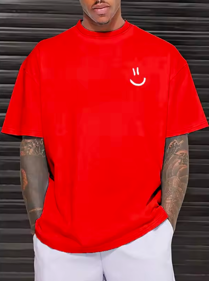 Smiley Face Graphic T-Shirts – 3D Printed Summer Casual Tees, Oversized Breathable Crew Neck Short Sleeve Tops for Men