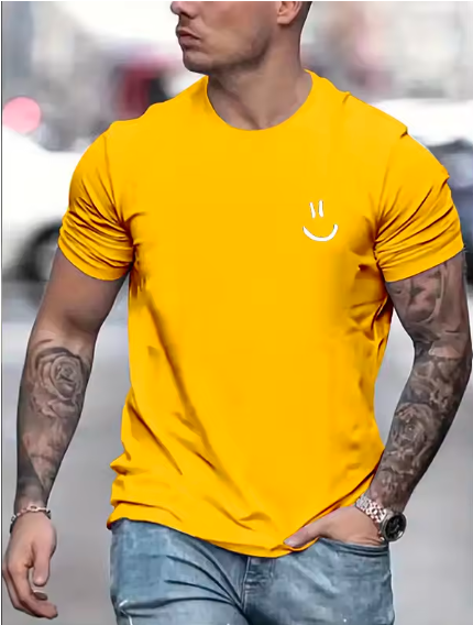 Smiley Face Graphic T-Shirts – 3D Printed Summer Casual Tees, Oversized Breathable Crew Neck Short Sleeve Tops for Men