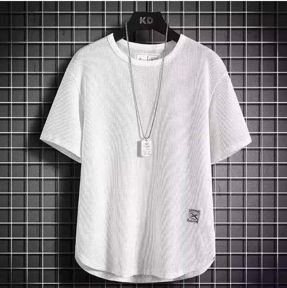Unisex White Ice Silk T-Shirt – Breathable Summer Loose Fit Crew Neck Half Sleeve Oversized Casual Top