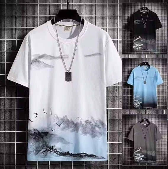 Men’s Ice Silk Short Sleeve T-Shirt – Loose Fit Summer Half Sleeve Top, Breathable Sweat-Absorbent Casual Trendy Tee