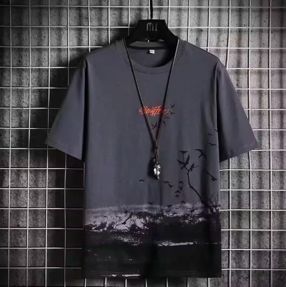 Men’s Ice Silk Short Sleeve T-Shirt – Loose Fit Summer Half Sleeve Top, Breathable Sweat-Absorbent Casual Trendy Tee