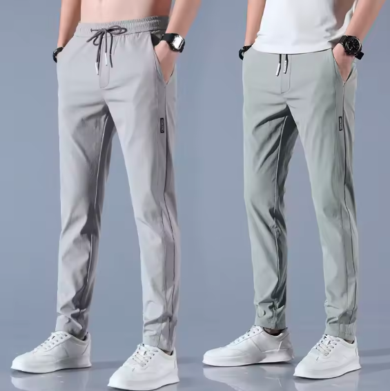 Men’s Summer Slim Fit Ice Silk Pants – Breathable Casual Trousers