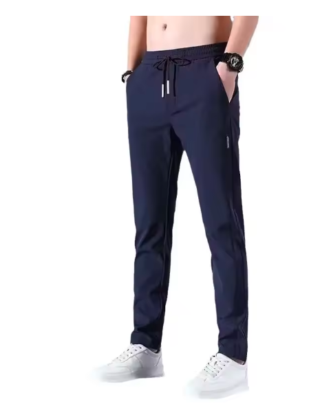 Men’s Summer Slim Fit Ice Silk Pants – Breathable Casual Trousers