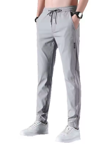 Men’s Summer Slim Fit Ice Silk Pants – Breathable Casual Trousers