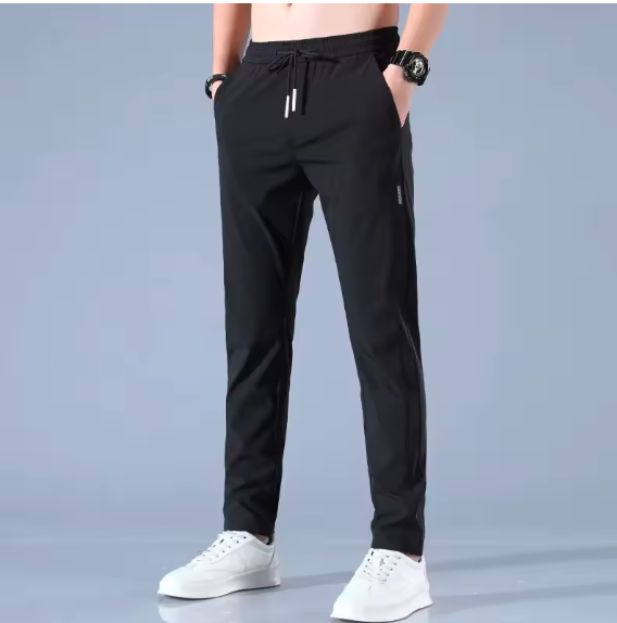 Men’s Summer Slim Fit Ice Silk Pants – Breathable Casual Trousers
