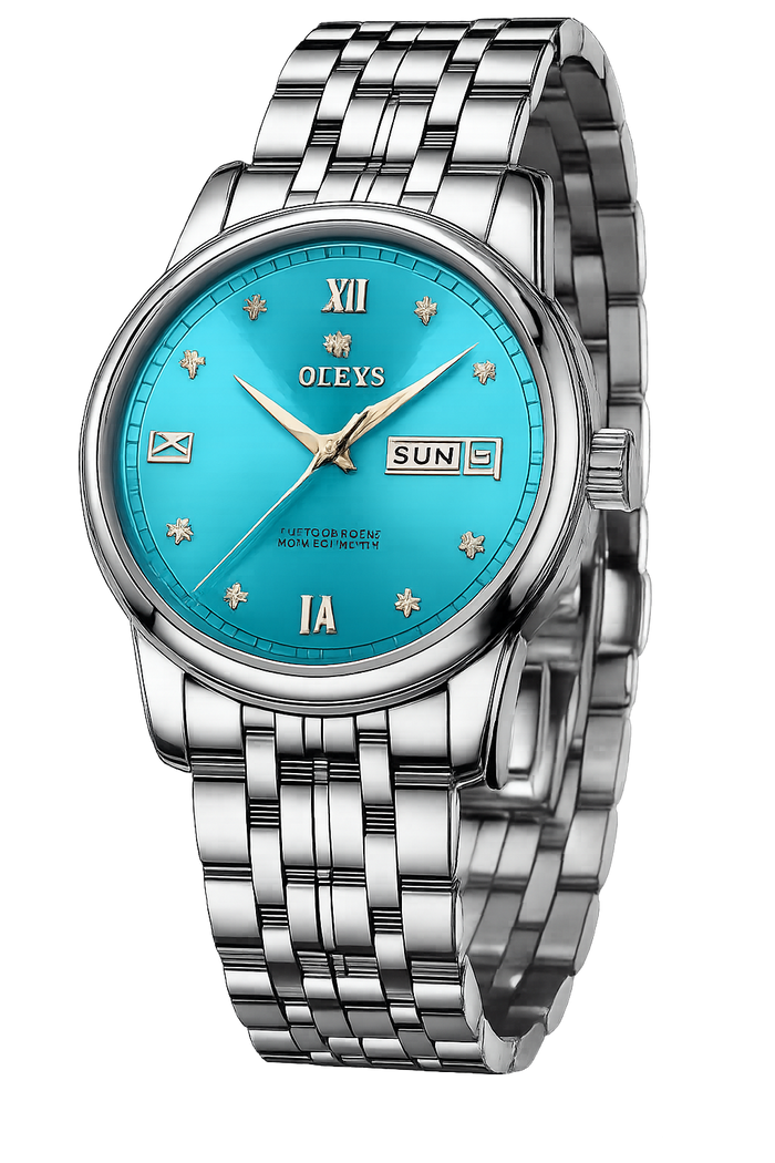 Luxury OLEVS 5513 Men's Quartz Watch – Waterproof, Dual Calendar, Stainless Steel, Diamond Roman Dial