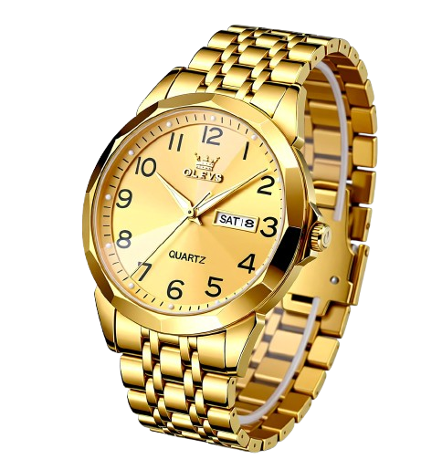 OLEVS Luxury Men's Quartz Watch – Waterproof Silver Stainless Steel, Date & Week Display, Classic Casual Design, Perfect Gift