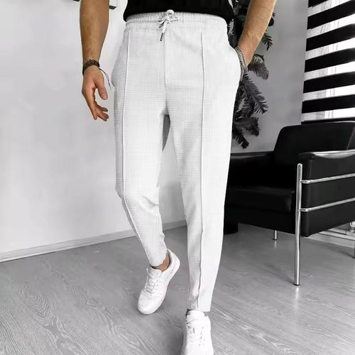 2025 New Men’s Casual Pants – Solid Color Waffle Fabric, Comfortable Daily Wear Trousers
