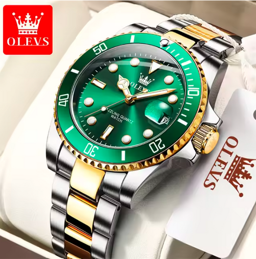 OLEVS Luxury Men's Quartz Watch – Waterproof, Auto Date, One-Way Rotating Bezel, Top Brand Timepiece