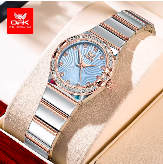 OPK 6042 Women’s Quartz Watch – Elegant Stainless Steel Strap, Diamond Dial, Luminous, Waterproof Luxury Dress Wristwatch