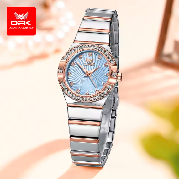 OPK 6042 Women’s Quartz Watch – Elegant Stainless Steel Strap, Diamond Dial, Luminous, Waterproof Luxury Dress Wristwatch