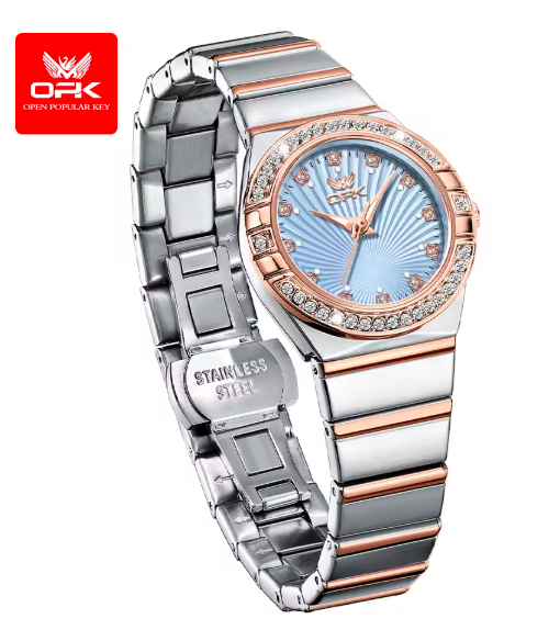 OPK 6042 Women’s Quartz Watch – Elegant Stainless Steel Strap, Diamond Dial, Luminous, Waterproof Luxury Dress Wristwatch
