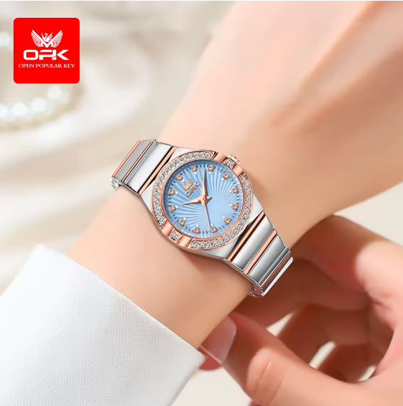 OPK 6042 Women’s Quartz Watch – Elegant Stainless Steel Strap, Diamond Dial, Luminous, Waterproof Luxury Dress Wristwatch