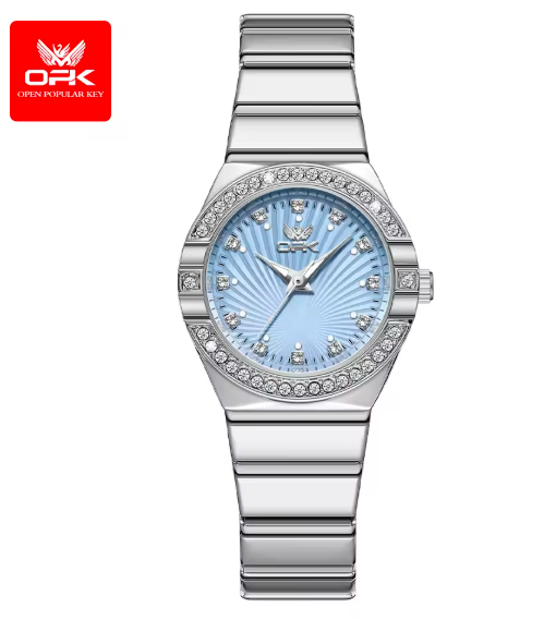 OPK 6042 Women’s Quartz Watch – Elegant Stainless Steel Strap, Diamond Dial, Luminous, Waterproof Luxury Dress Wristwatch