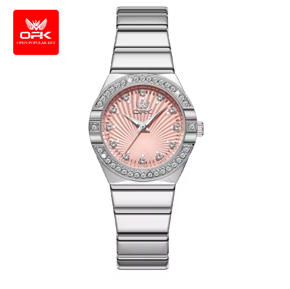 OPK 6042 Women’s Quartz Watch – Elegant Stainless Steel Strap, Diamond Dial, Luminous, Waterproof Luxury Dress Wristwatch