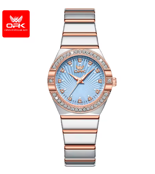 OPK 6042 Women’s Quartz Watch – Elegant Stainless Steel Strap, Diamond Dial, Luminous, Waterproof Luxury Dress Wristwatch