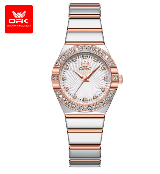 OPK 6042 Women’s Quartz Watch – Elegant Stainless Steel Strap, Diamond Dial, Luminous, Waterproof Luxury Dress Wristwatch