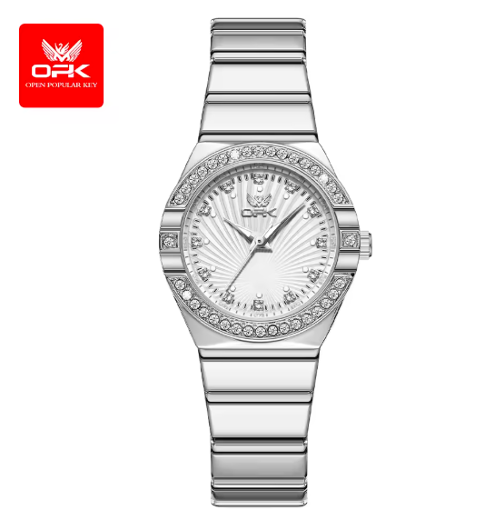 OPK 6042 Women’s Quartz Watch – Elegant Stainless Steel Strap, Diamond Dial, Luminous, Waterproof Luxury Dress Wristwatch