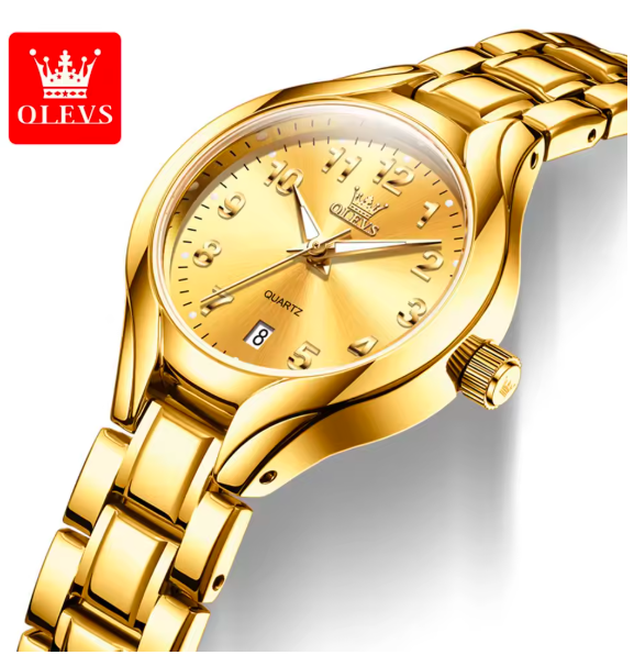 OLEVS Women’s Gold Quartz Watch – Elegant Fashion Waterproof Ladies Wristwatch with Luminous Dial & Calendar, Luxury Original Design