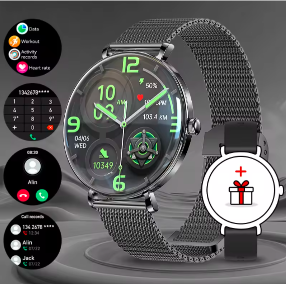 LIGE Ladies Smartwatch 1.43'' AMOLED Ultra HD Display | Bluetooth Calling Slim Fashion Smart Watch with Metal Bracelet for Women