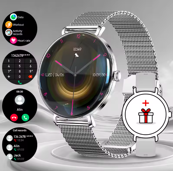 LIGE Ladies Smartwatch 1.43'' AMOLED Ultra HD Display | Bluetooth Calling Slim Fashion Smart Watch with Metal Bracelet for Women