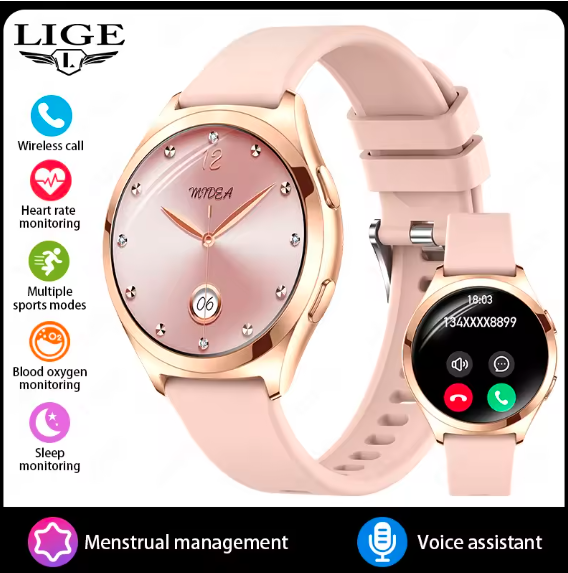 LIGE Women’s Smartwatch – Bluetooth Calls, Health & Fitness