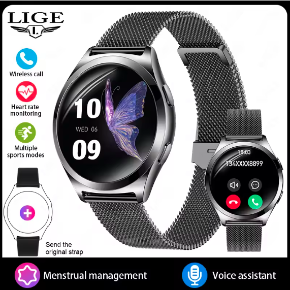 LIGE Women’s Smartwatch – Bluetooth Calls, Health & Fitness