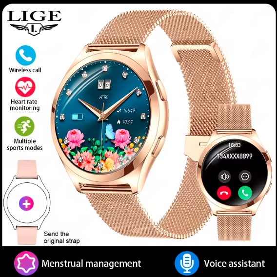 LIGE Women’s Smartwatch – Bluetooth Calls, Health & Fitness