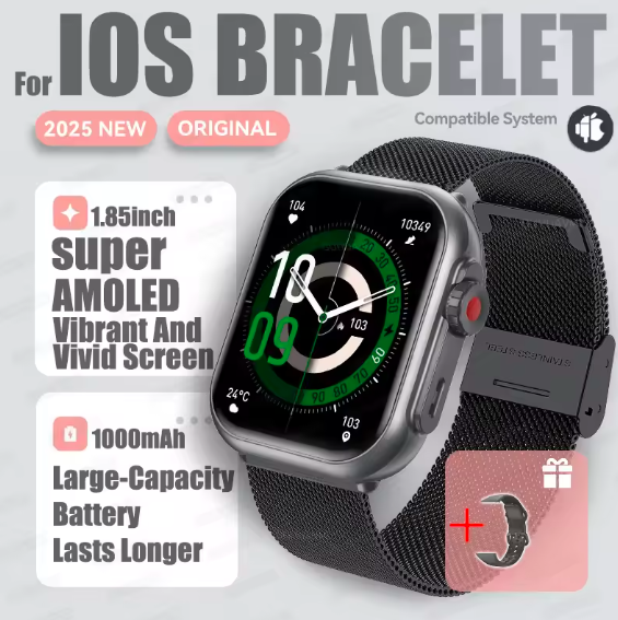 2025 Smartwatch 1.85” AMOLED – Bluetooth Call, IP68