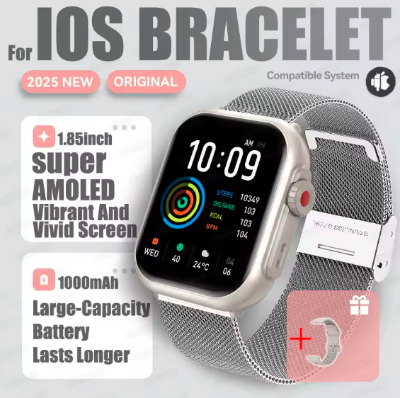 2025 Smartwatch 1.85” AMOLED – Bluetooth Call, IP68