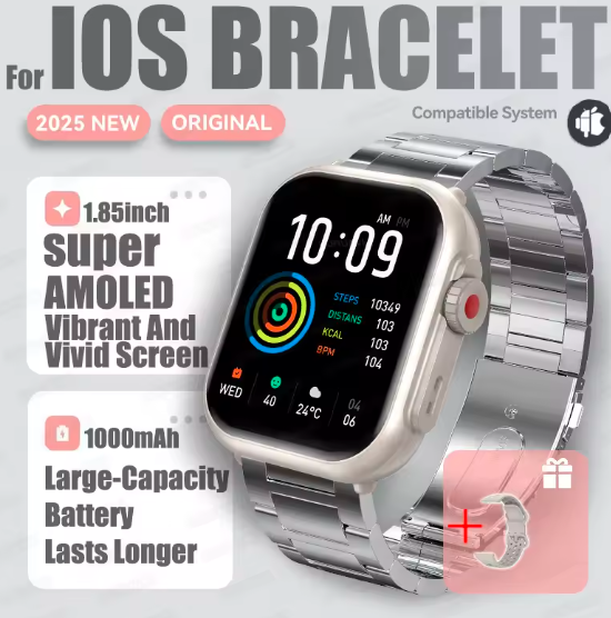 2025 Smartwatch 1.85” AMOLED – Bluetooth Call, IP68