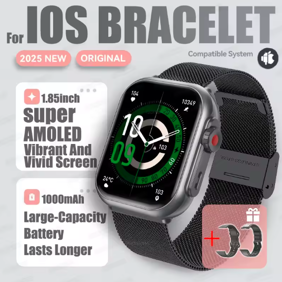 2025 Smartwatch 1.85” AMOLED – Bluetooth Call, IP68