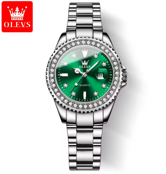 OLEVS Women’s Diamond Dial Quartz Watch – Elegant Stainless Steel Fashion Wristwatch, Waterproof Luxury Style for Ladies