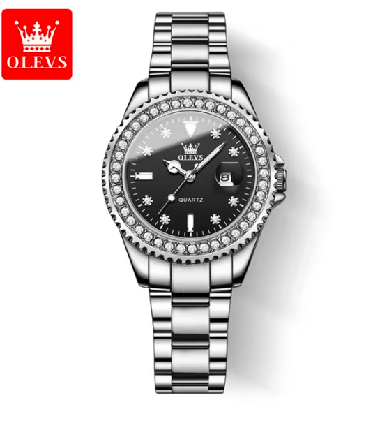 OLEVS Women’s Diamond Dial Quartz Watch – Elegant Stainless Steel Fashion Wristwatch, Waterproof Luxury Style for Ladies