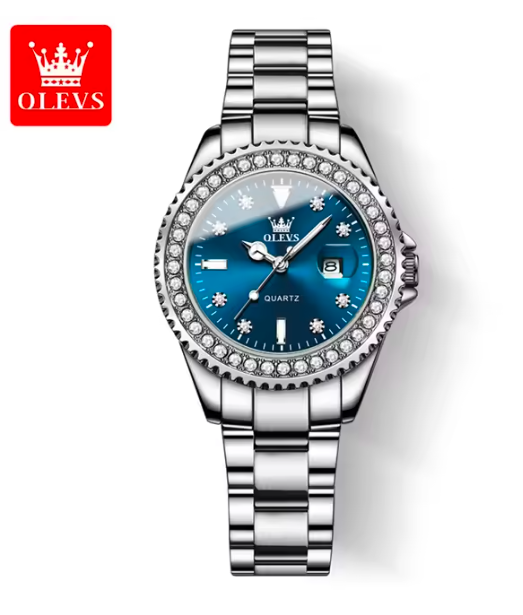 OLEVS Women’s Diamond Dial Quartz Watch – Elegant Stainless Steel Fashion Wristwatch, Waterproof Luxury Style for Ladies