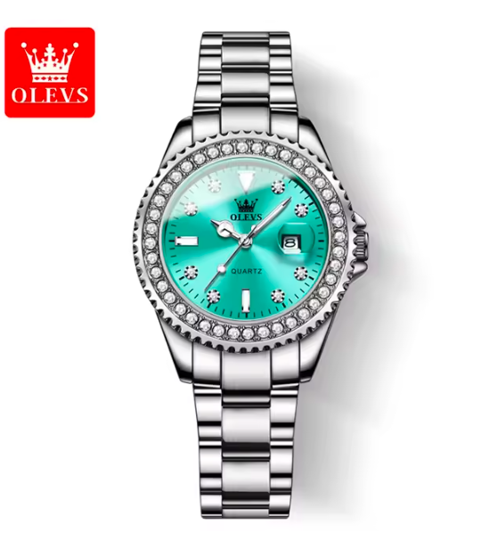 OLEVS Women’s Diamond Dial Quartz Watch – Elegant Stainless Steel Fashion Wristwatch, Waterproof Luxury Style for Ladies