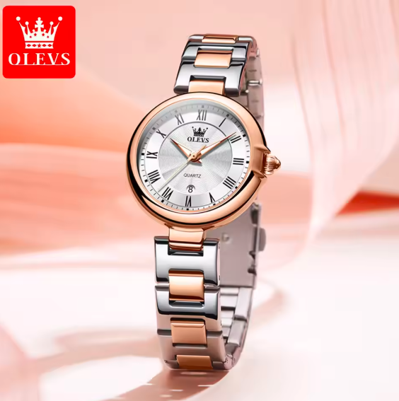 OLEVS 5608 Elegant Ladies Quartz Watch – Waterproof Luxury Women’s Timepiece with Stainless Steel Band & Auto Date