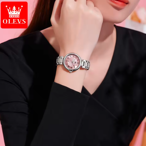 OLEVS 5608 Elegant Ladies Quartz Watch – Waterproof Luxury Women’s Timepiece with Stainless Steel Band & Auto Date