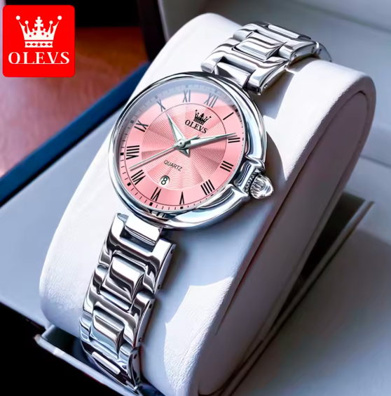 OLEVS 5608 Elegant Ladies Quartz Watch – Waterproof Luxury Women’s Timepiece with Stainless Steel Band & Auto Date