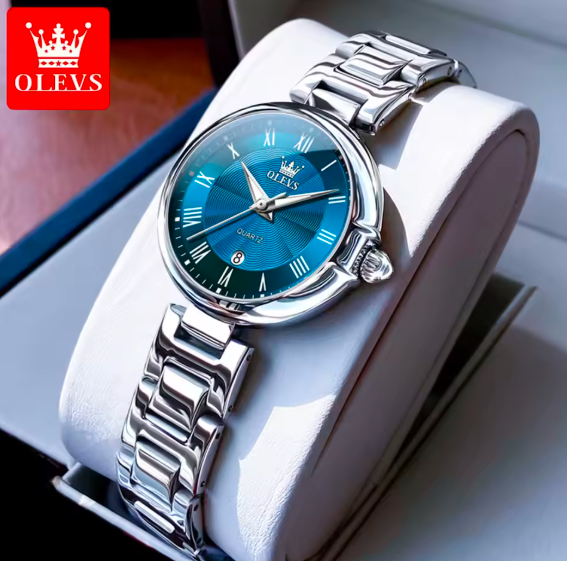 OLEVS 5608 Elegant Ladies Quartz Watch – Waterproof Luxury Women’s Timepiece with Stainless Steel Band & Auto Date