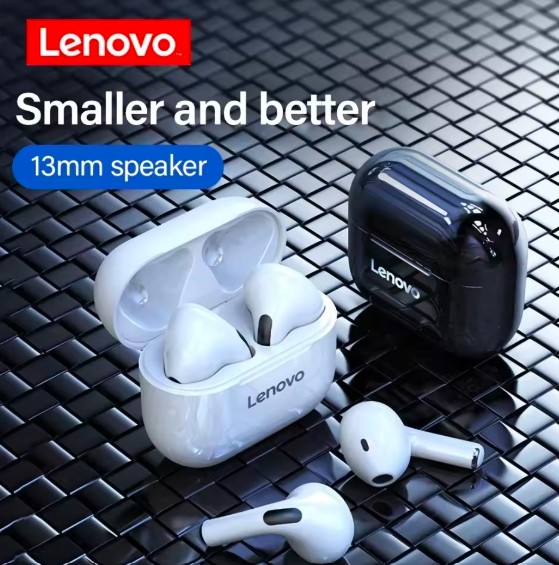 Lenovo LP40 TWS Wireless Bluetooth Earbuds – Touch Control Stereo In‑Ear Headphones with Mic, Sport Earphones for Android & iPhone